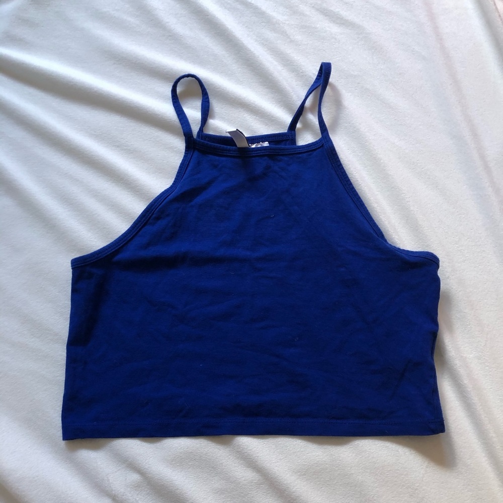 Cropped blue halter top